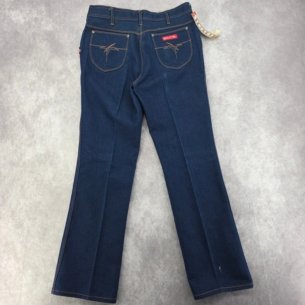 Vintage Braxton Stretch Designer Jeans Mens 32x31‎ Blue Straight Leg NWT 80s